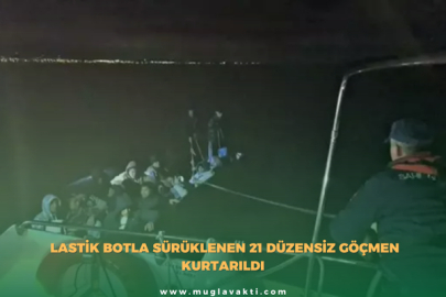 Lastik Botla Sürüklenen 21 Düzensiz Göçmen Kurtarıldı